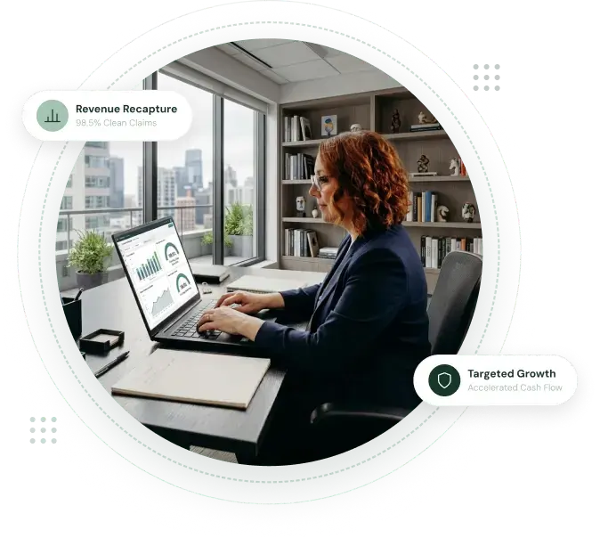 Healthcare billing specialist working on revenue cycle management systems